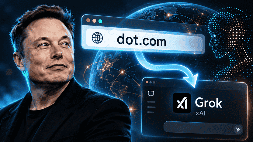 มวยถูกคู่! Elon Musk ทุ่มซื้อโดเมน "dot.com" ดักคอ OpenAI พร้อมส่งทราฟฟิกเข้า Grok